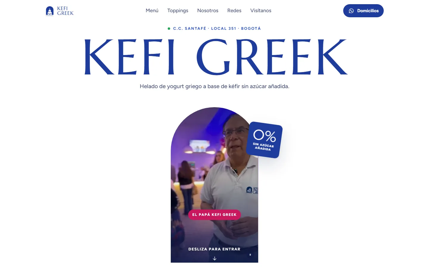 Página de inicio de la demo de Kefi Greek en computador